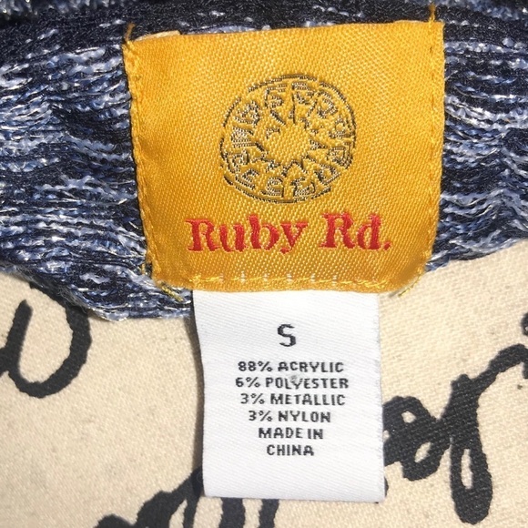 RUBY RD SLATE BLUE LEOPARD FRINGE OPEN CARDIGAN - Picture 6 of 6